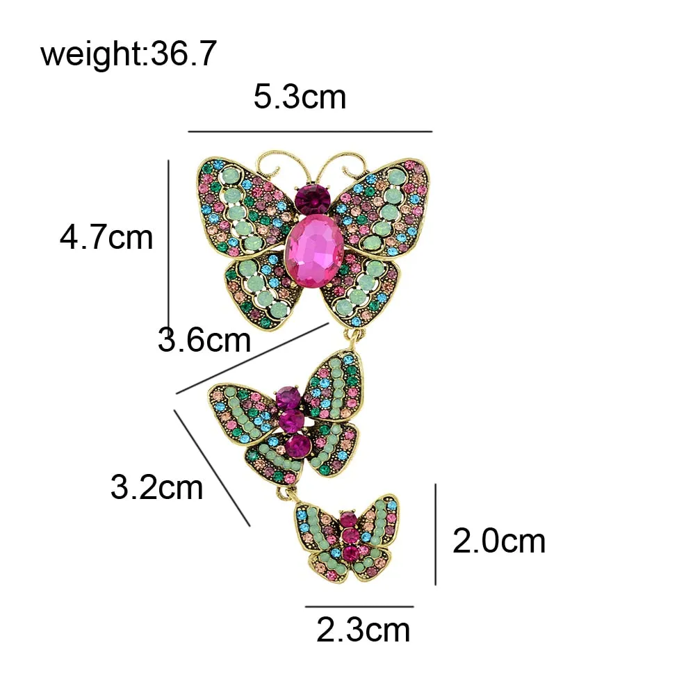 Large Crystal And Rhinestone Butterfly Brooches For Women