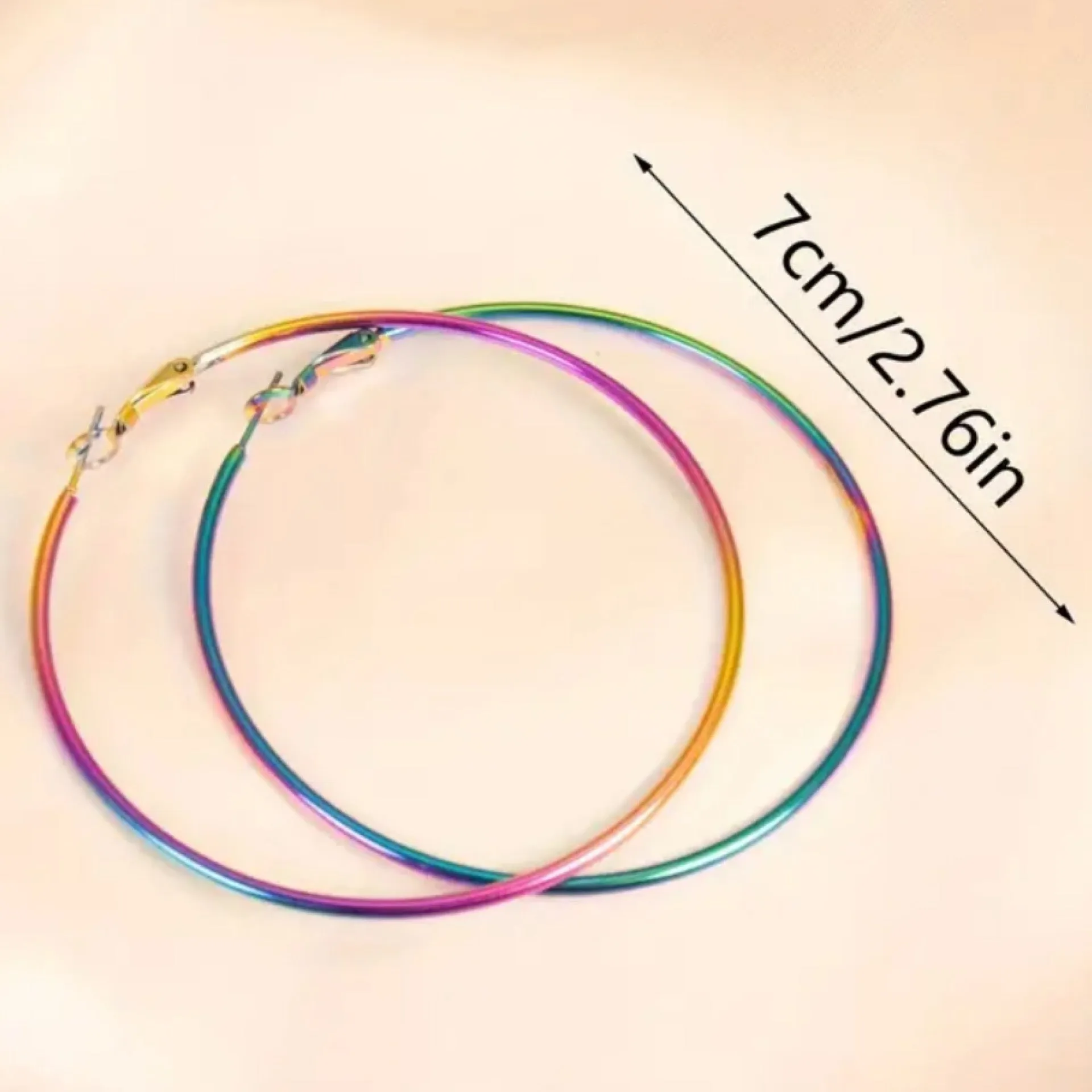 Large Rainbow Hoop Earrings