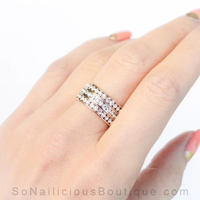 Minimalist Rose Gold Ring With Diamantes - ONLY 1 LEFT!