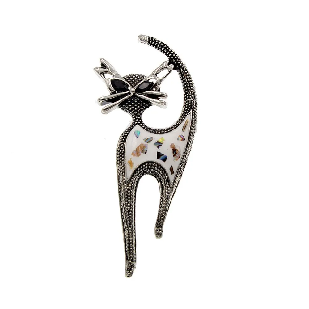 New Arrival Shell Material Vintage Cat Brooches For Women