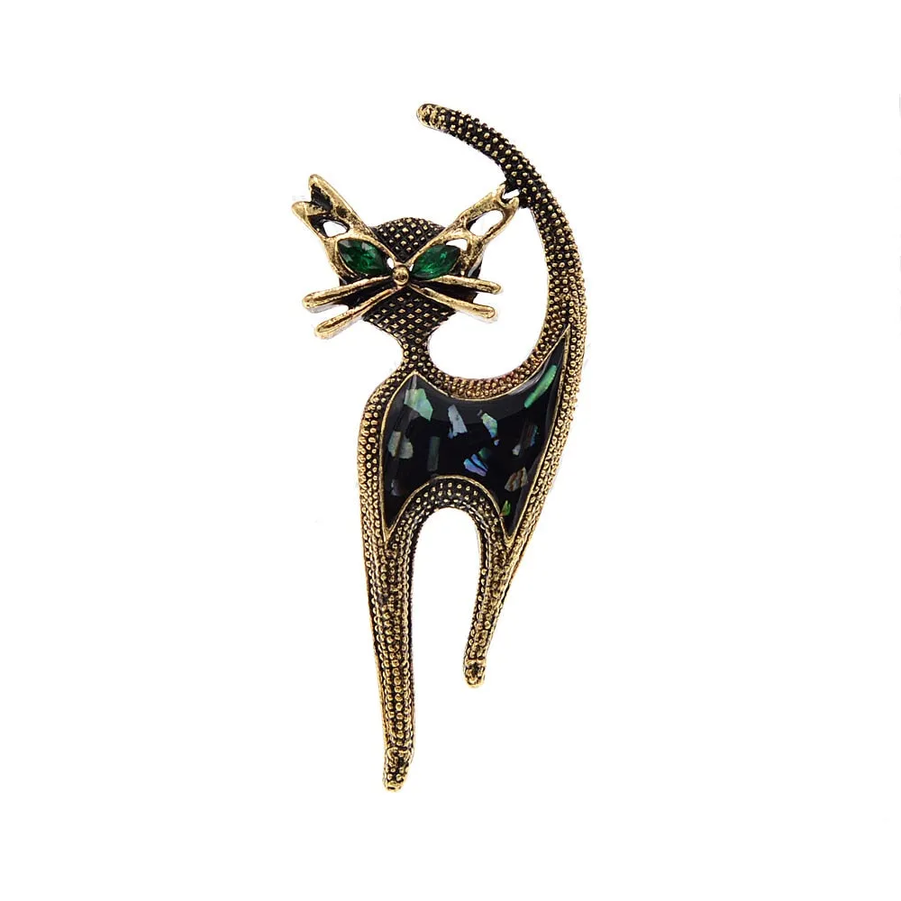 New Arrival Shell Material Vintage Cat Brooches For Women