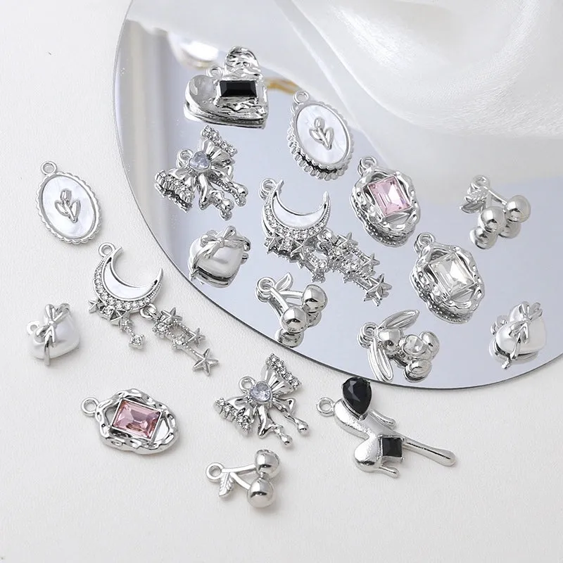 New Chinese Alloy Sweet Cool Style Love Heart Bow Tie Pendant DIY Handmade Ornament Bracelet Necklace Earrings Accessories