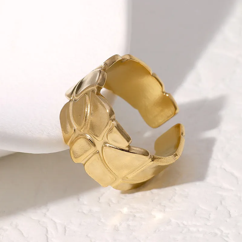 Open Ring Minimalist Asymmetrical Irregular Stainless Steel Electroplating Rings