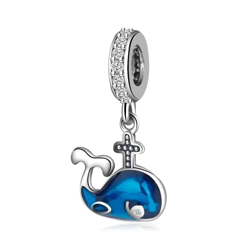 Original Design Simple Style Heart Shape Footprint Whale Sterling Silver Inlay Zircon Jewelry Accessories