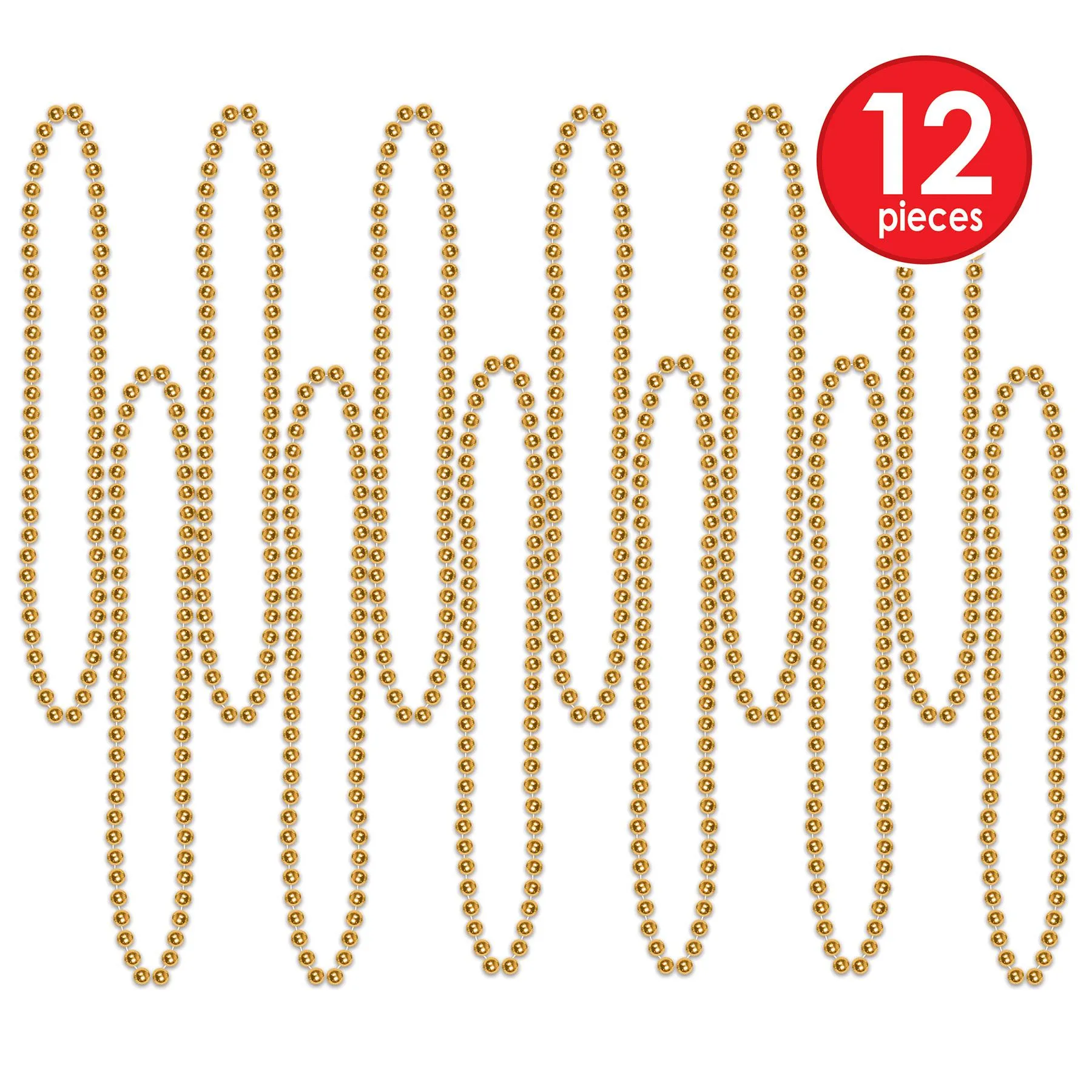 Party Bead Necklaces - Small Round gold (12 per Package)