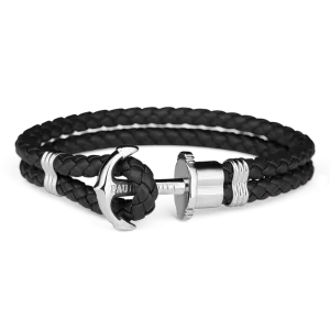 Paul Hewitt Phrep Leather Black / Silver Bracelet - M