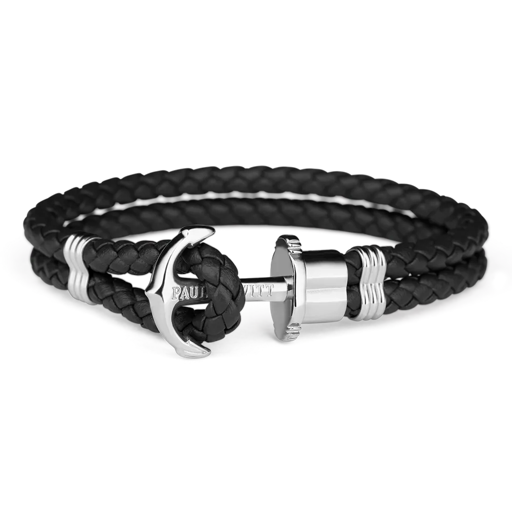 Paul Hewitt Phrep Leather Black / Silver Bracelet - M