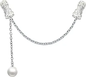 Pearl Chain Sweater Cardigan Clip Women Crystal Shawl Scarf Brooch Dress Clothes Cinch Clip Bell Cloak Cape Clasp