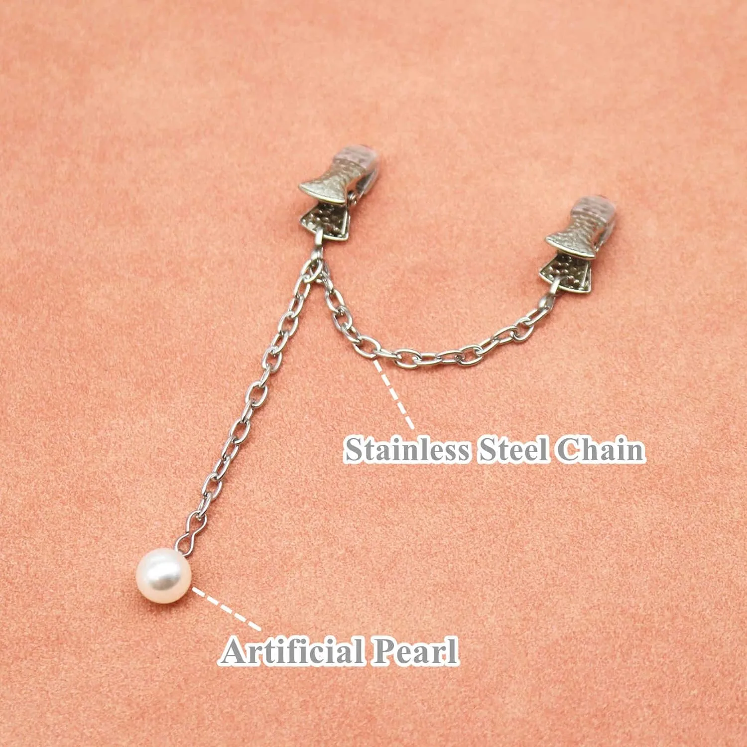 Pearl Chain Sweater Cardigan Clip Women Crystal Shawl Scarf Brooch Dress Clothes Cinch Clip Bell Cloak Cape Clasp