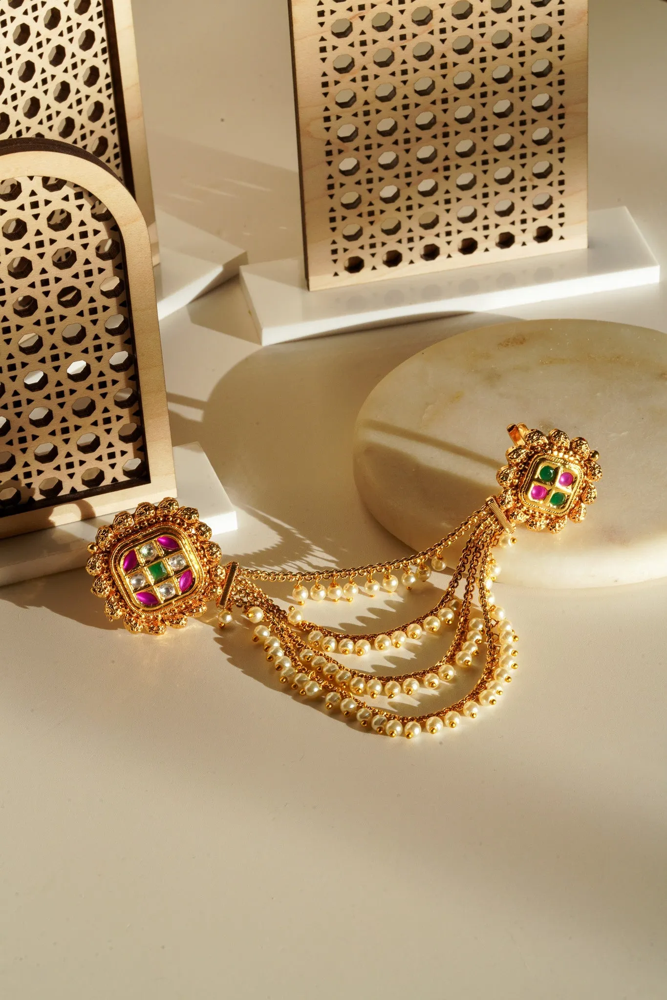 Renu- Chain Linked Double Kundan Ring