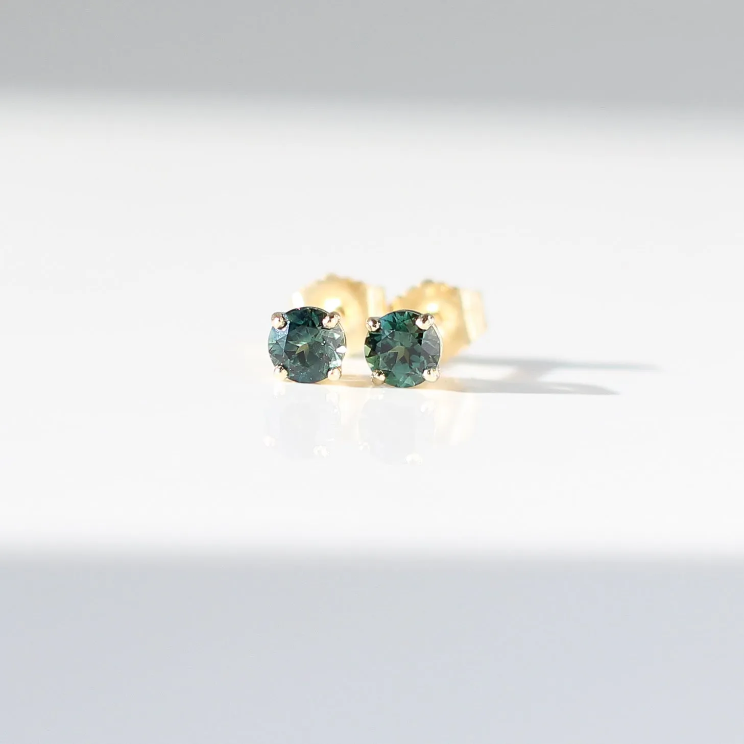 Round Green Sapphire Studs