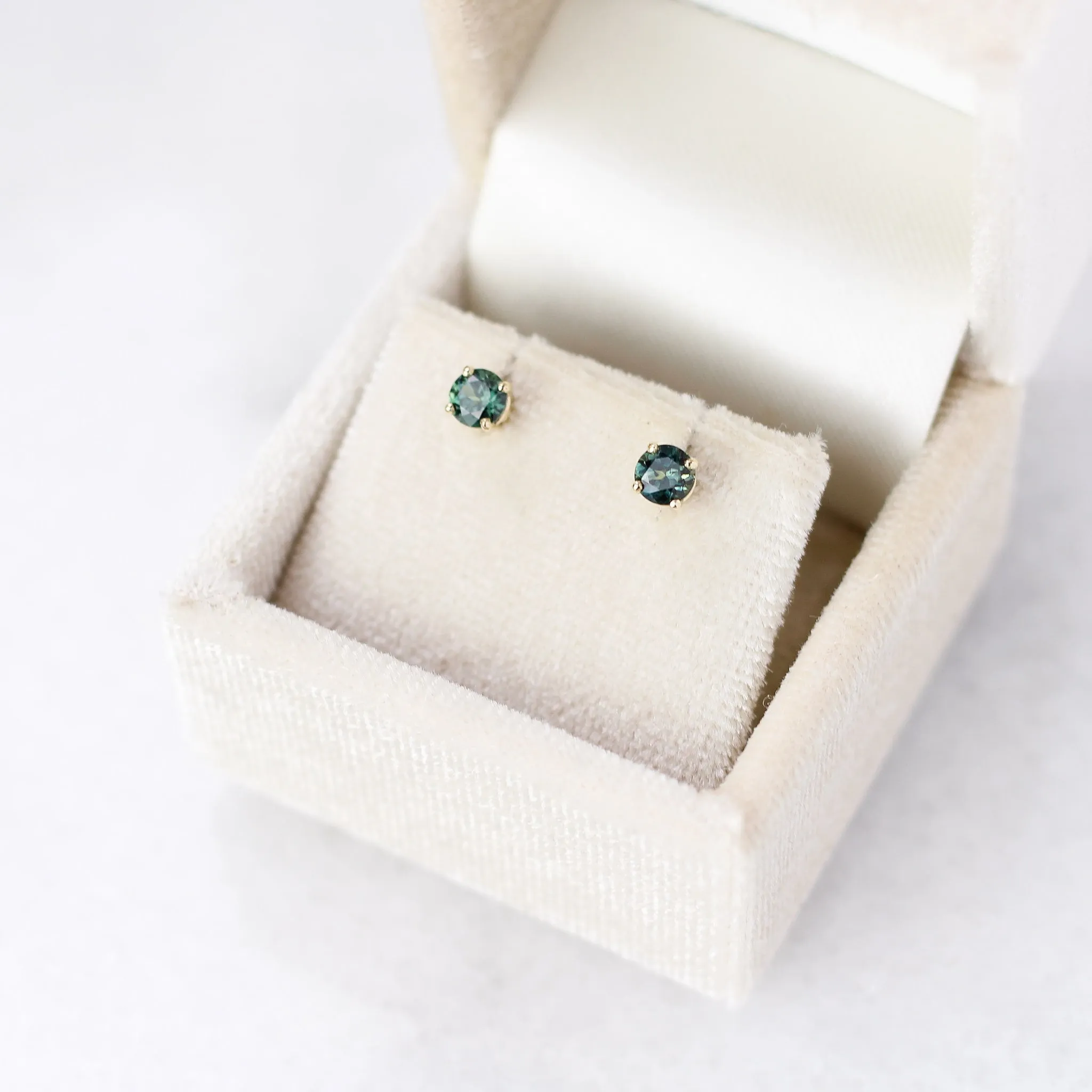 Round Green Sapphire Studs