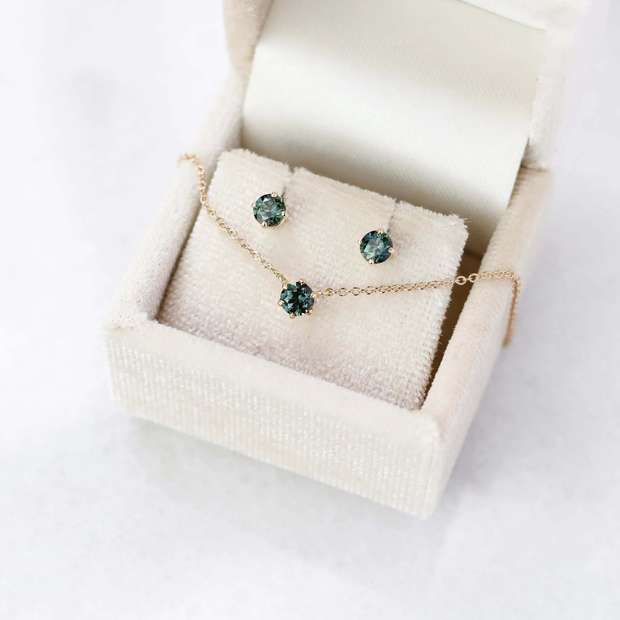 Round Green Sapphire Studs