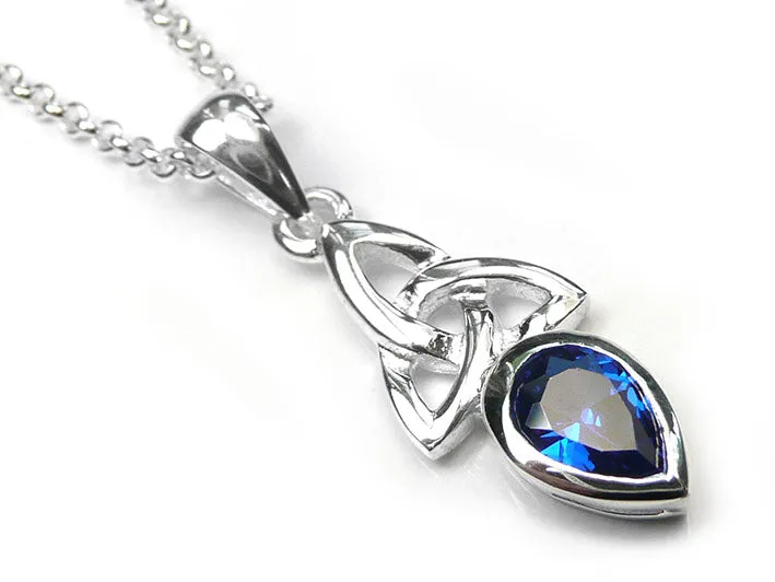 Silver Earrings - Celtic Trinity Sapphire