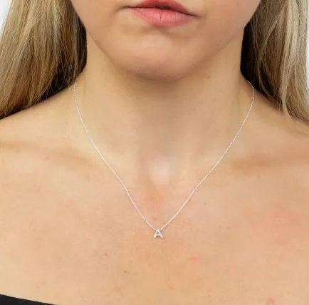 Simple Silver Initial Necklace (A-Z)