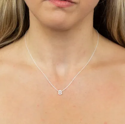 Simple Silver Initial Necklace (A-Z)