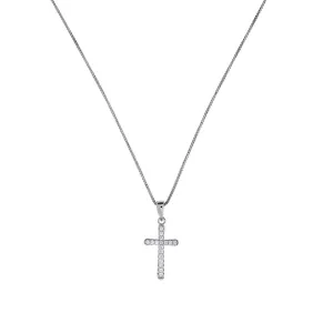 Simple Silver Pavé Cross Pendant