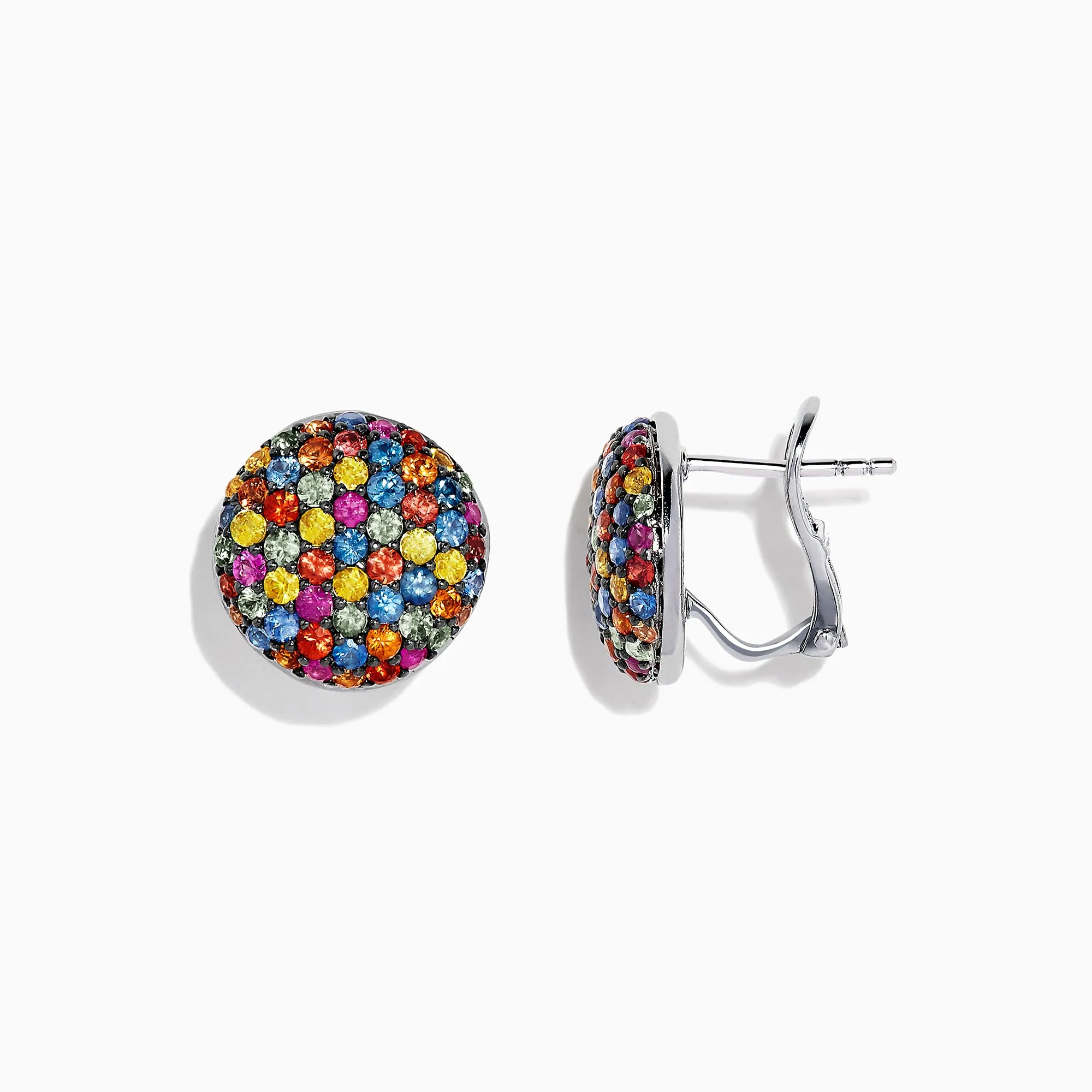 Splash Sterling Silver Multi Sapphire Circle Earrings, 3.39 TCW