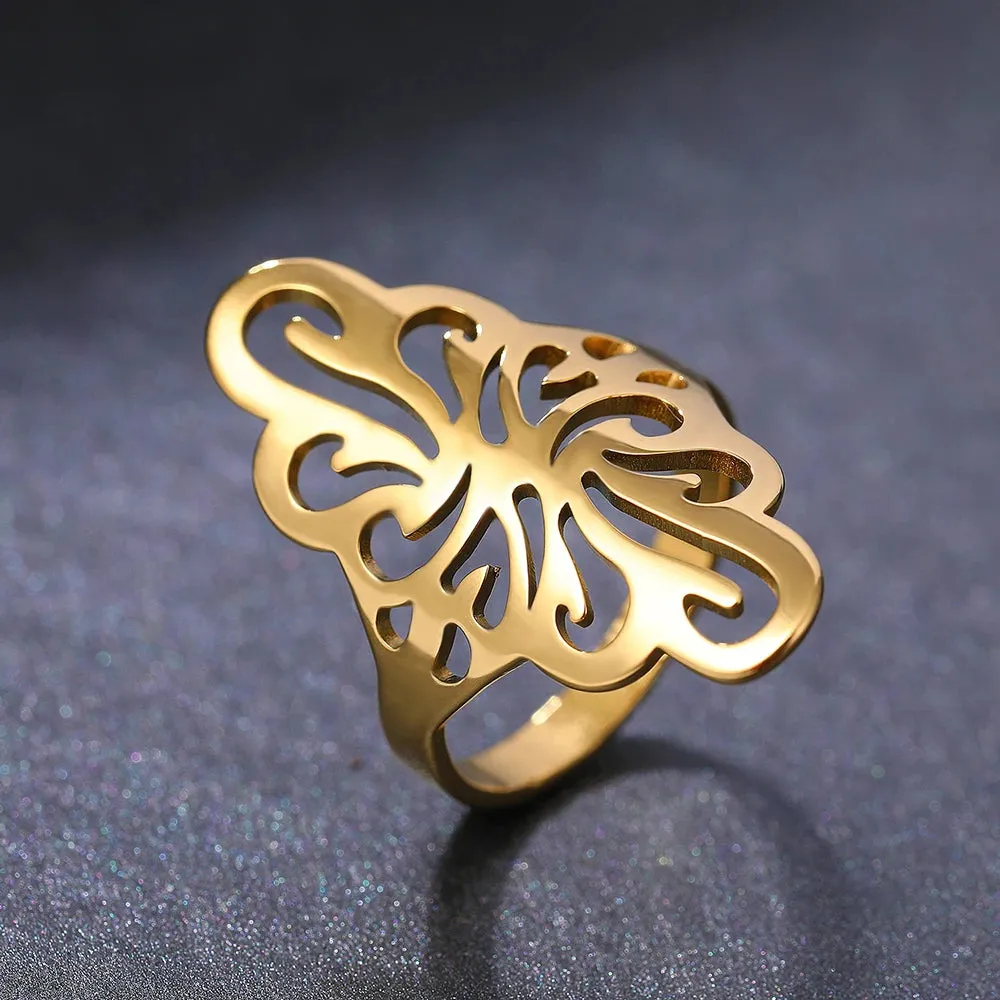 Stainless Steel Rings Irregular Pattern Exquisite Vintage Boho Lady Fashion Trend Ring For Women Jewelry Wedding Memorial Gifts