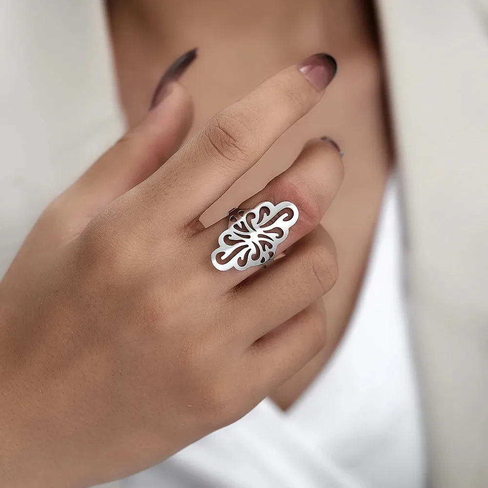 Stainless Steel Rings Irregular Pattern Exquisite Vintage Boho Lady Fashion Trend Ring For Women Jewelry Wedding Memorial Gifts