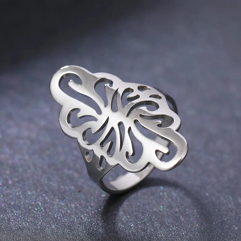 Stainless Steel Rings Irregular Pattern Exquisite Vintage Boho Lady Fashion Trend Ring For Women Jewelry Wedding Memorial Gifts