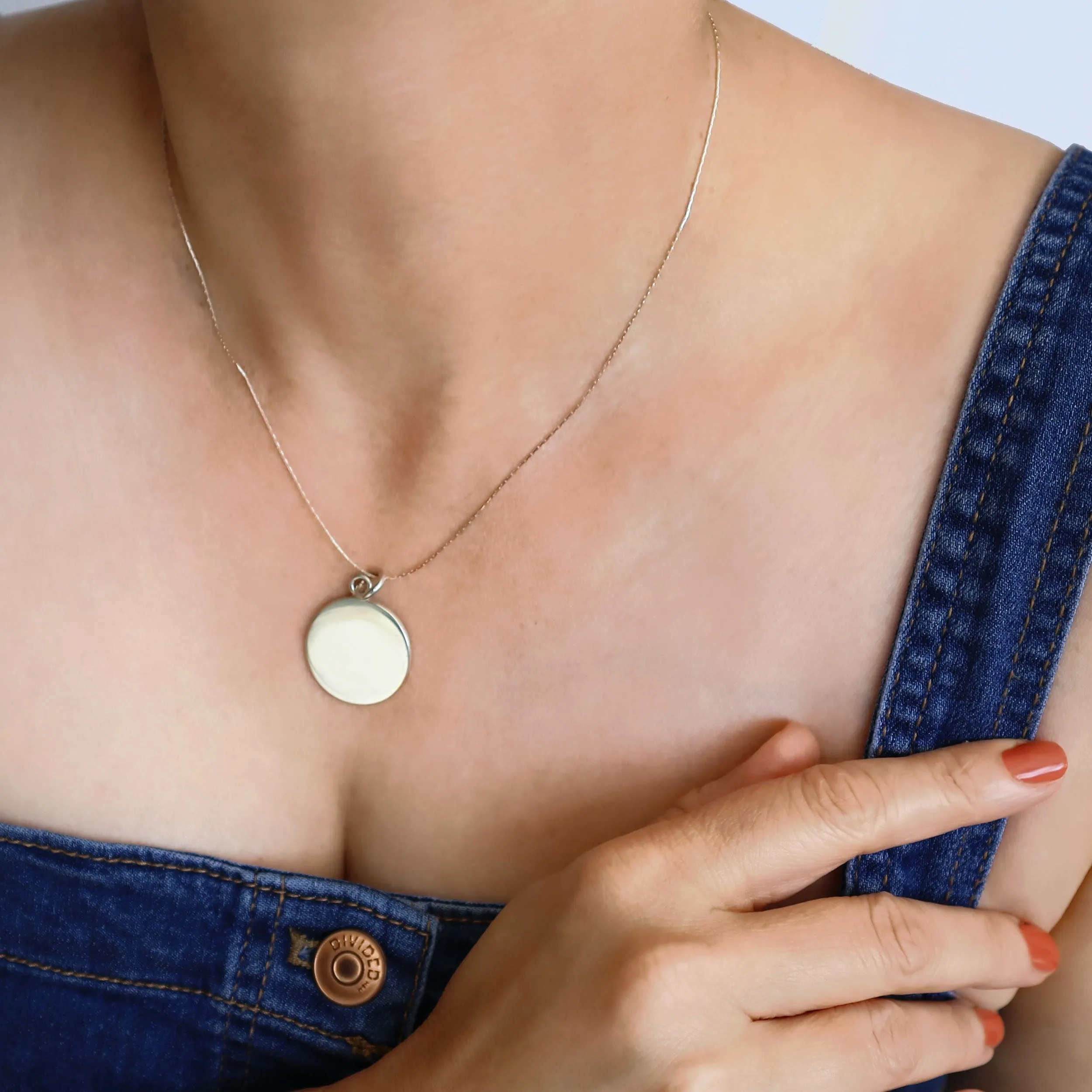 Sterling Silver Heavy Circle Tag Pendant