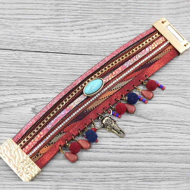 Strathspey green leather bracelet for women | CATICA Couture
