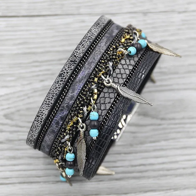 Strathspey green leather bracelet for women | CATICA Couture