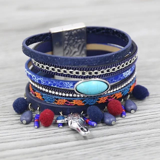 Strathspey green leather bracelet for women | CATICA Couture