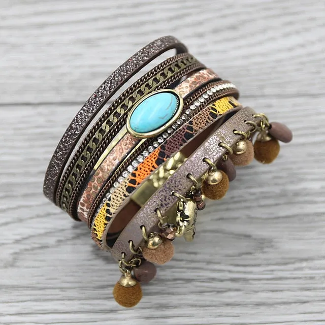 Strathspey green leather bracelet for women | CATICA Couture
