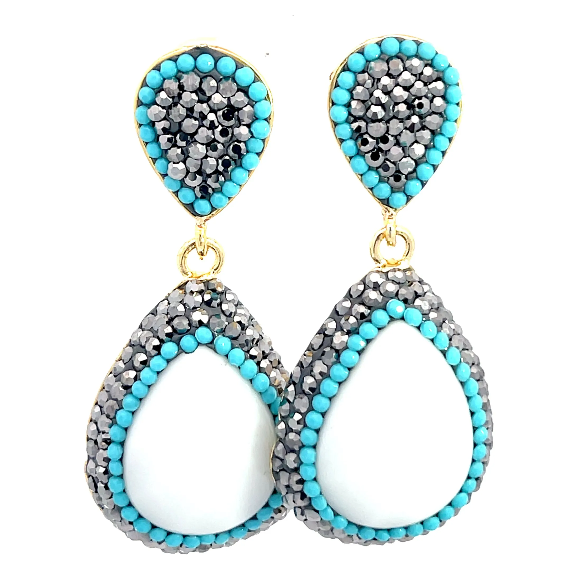 Teardrop Gemstone Crystal Drop Earrings