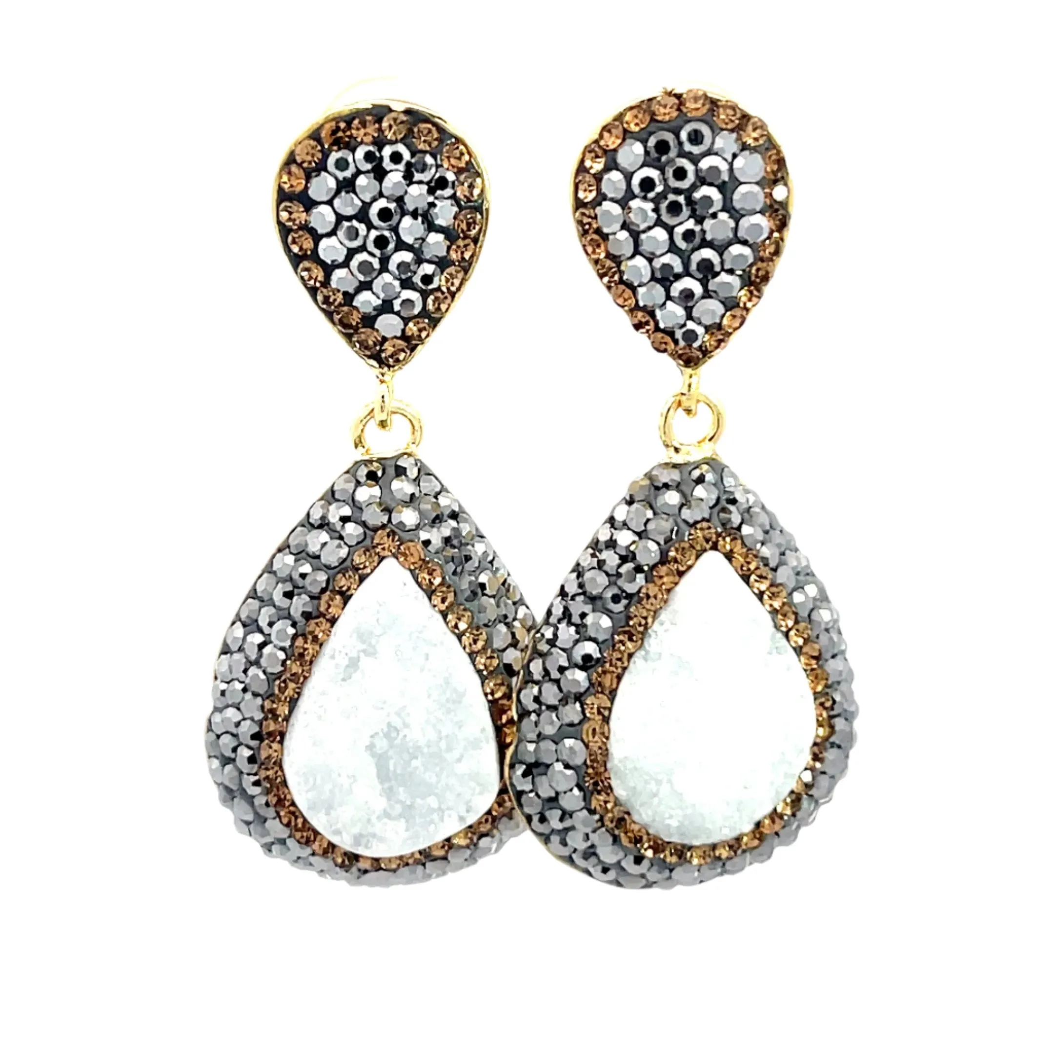 Teardrop Gemstone Crystal Drop Earrings