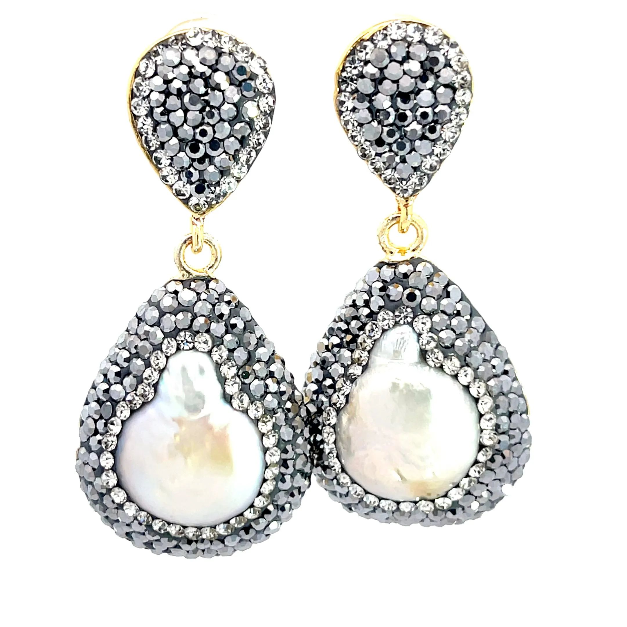 Teardrop Gemstone Crystal Drop Earrings