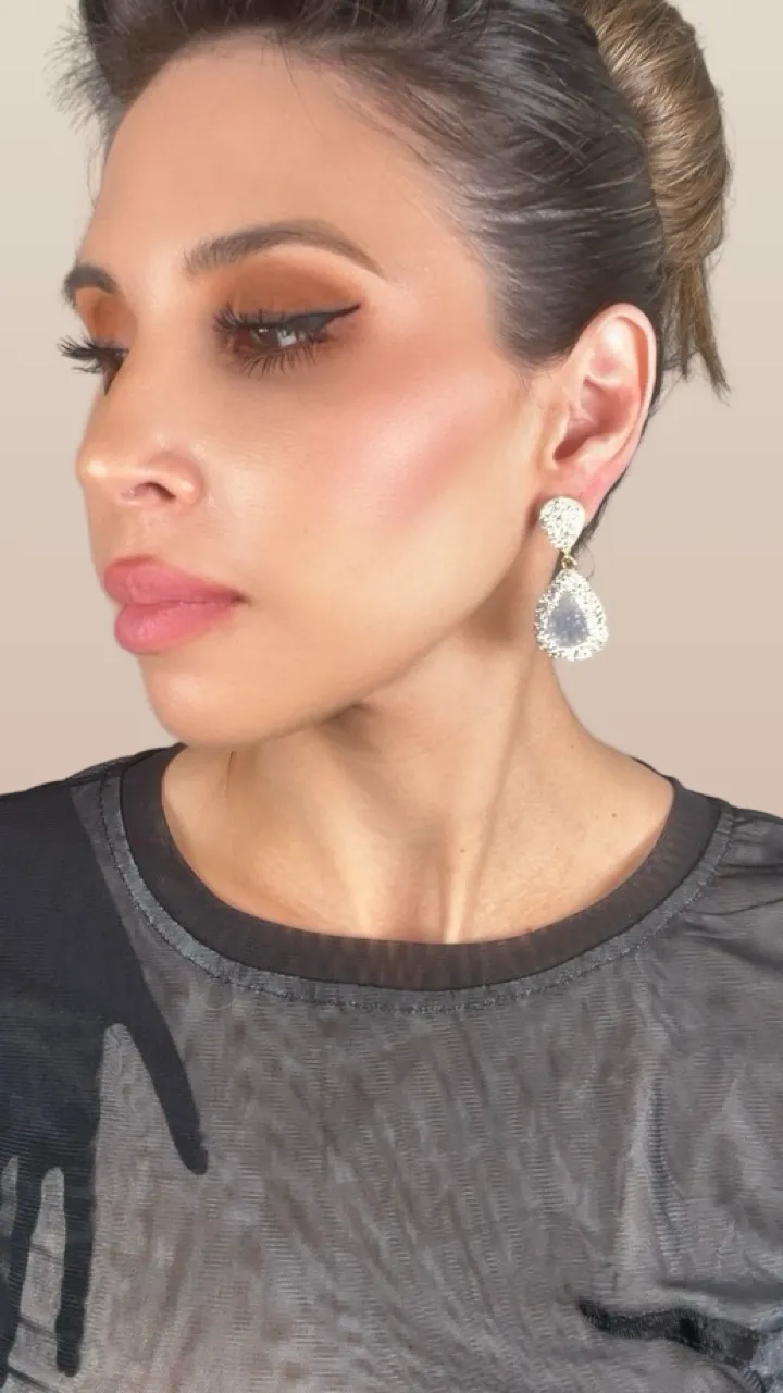 Teardrop Gemstone Crystal Drop Earrings