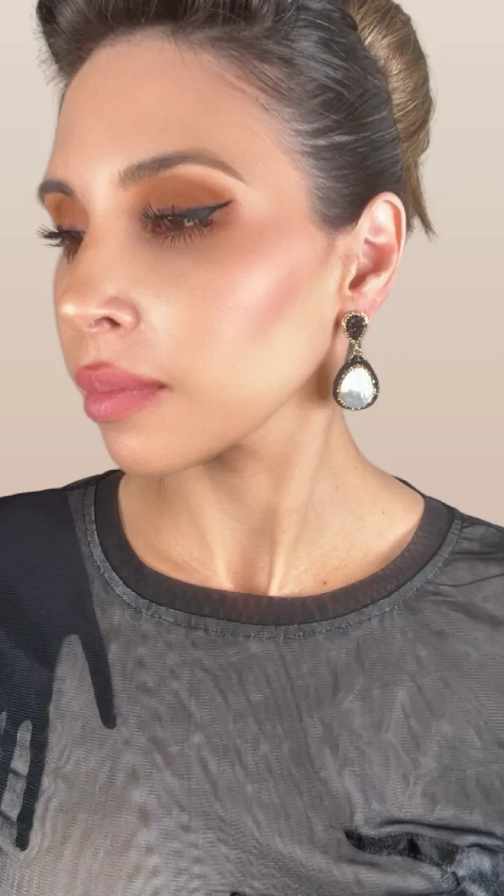 Teardrop Gemstone Crystal Drop Earrings