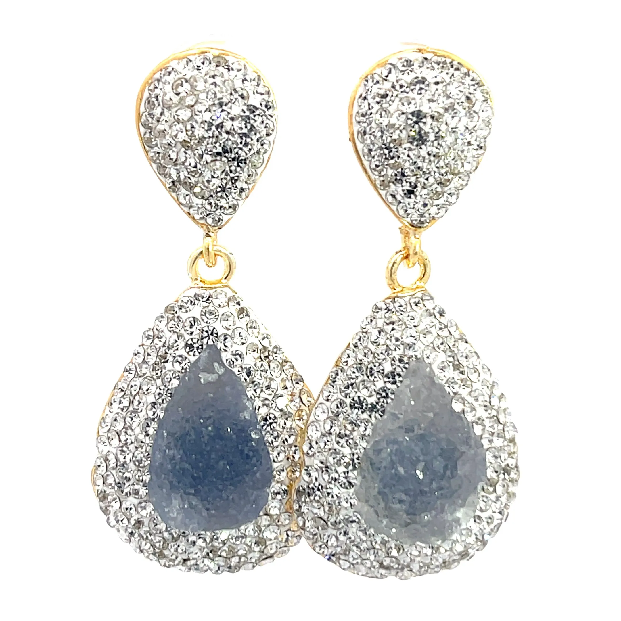 Teardrop Gemstone Crystal Drop Earrings
