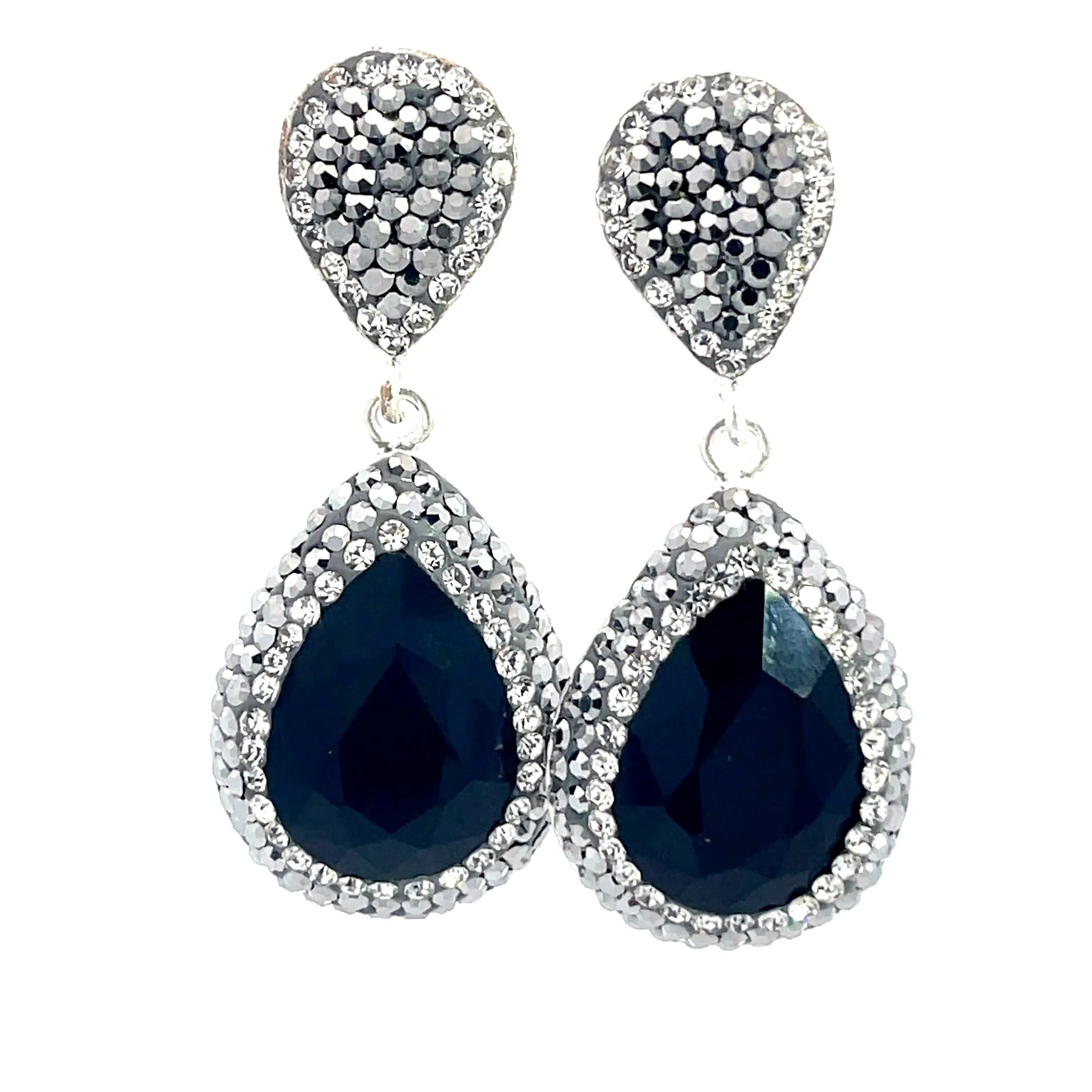 Teardrop Gemstone Crystal Drop Earrings
