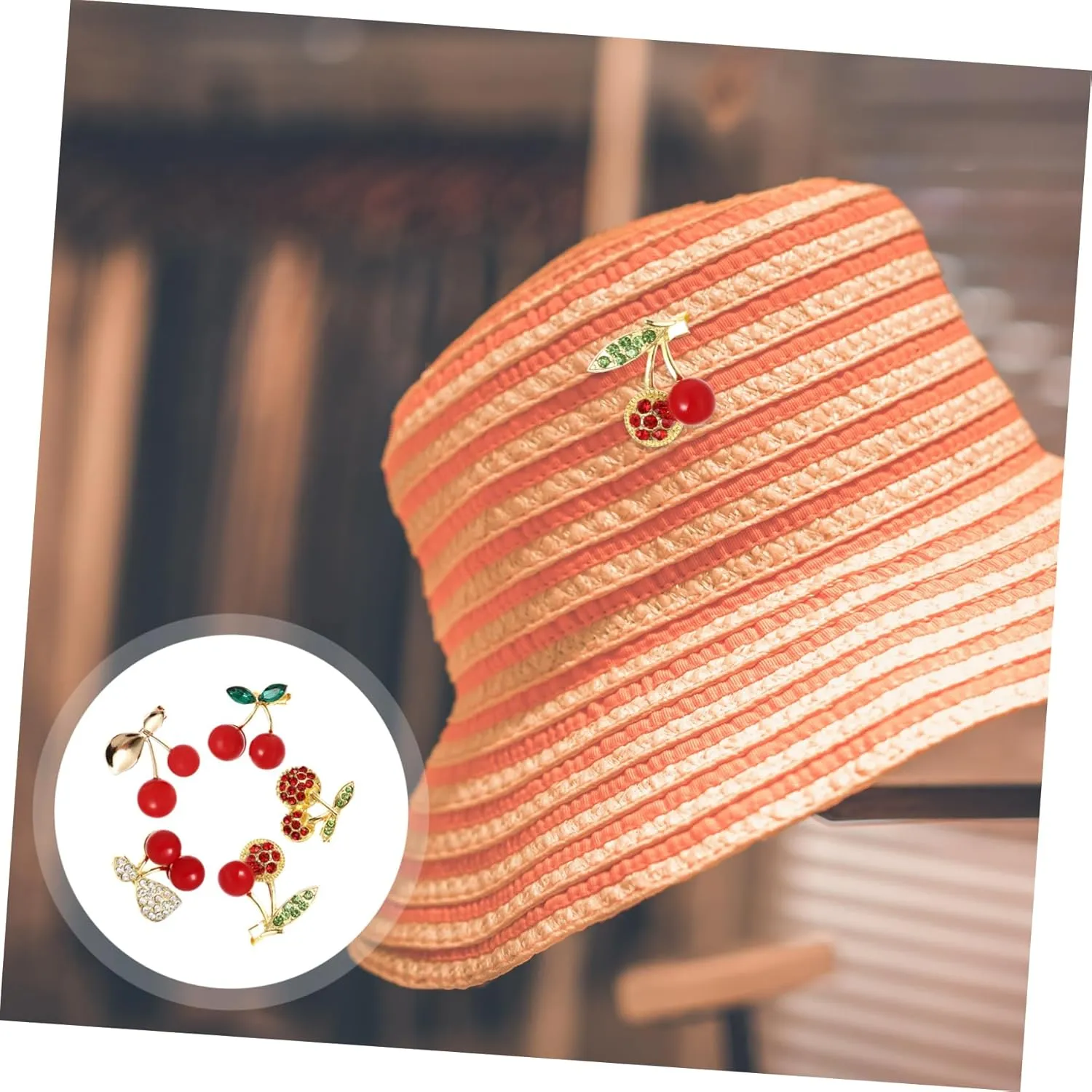 TENDYCOCO 10 Pcs Cherry Brooch Women's Brooches Vintage Brooch Brooches for Women Rhinestone Brooch Clothes