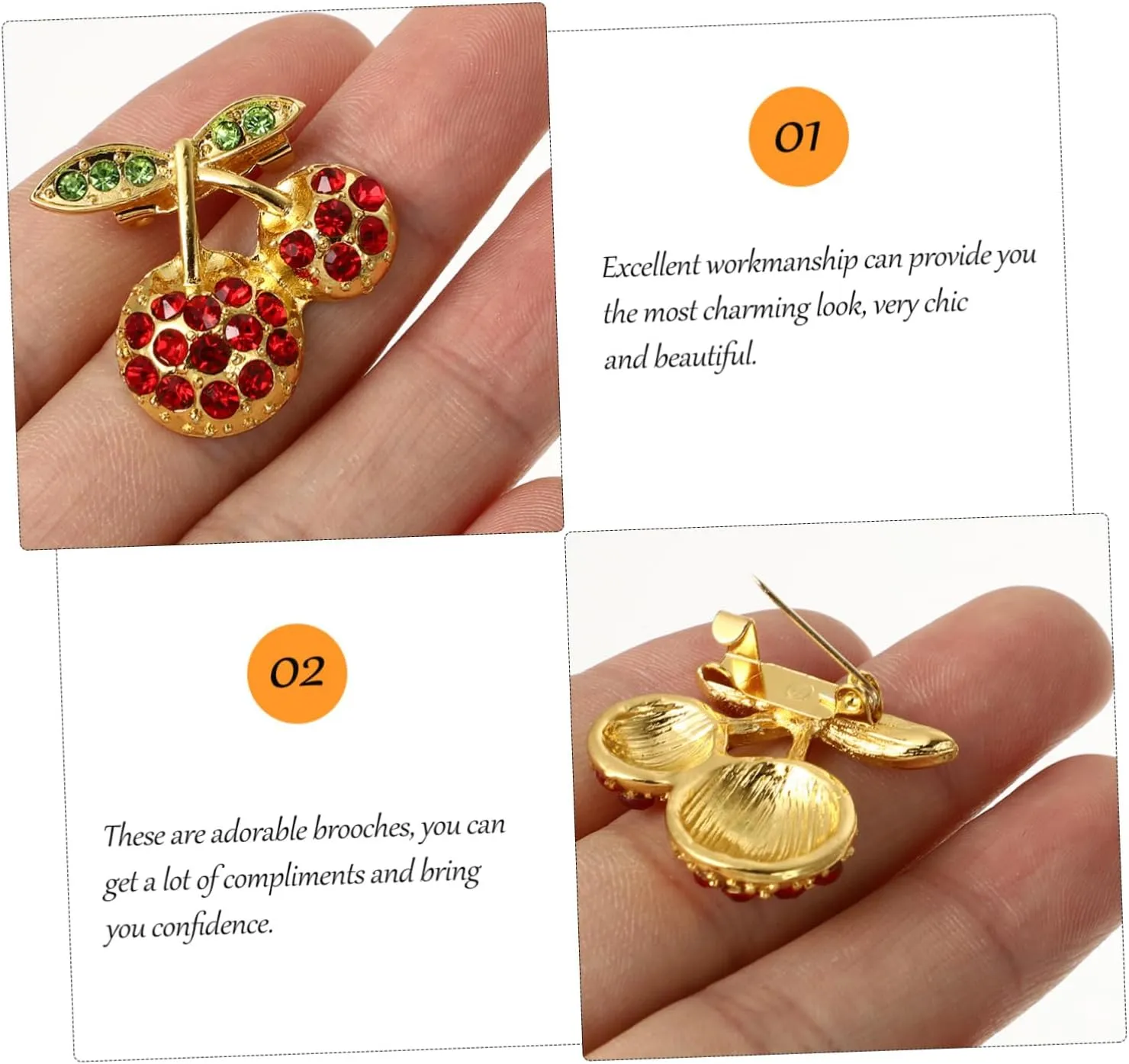 TENDYCOCO 10 Pcs Cherry Brooch Women's Brooches Vintage Brooch Brooches for Women Rhinestone Brooch Clothes