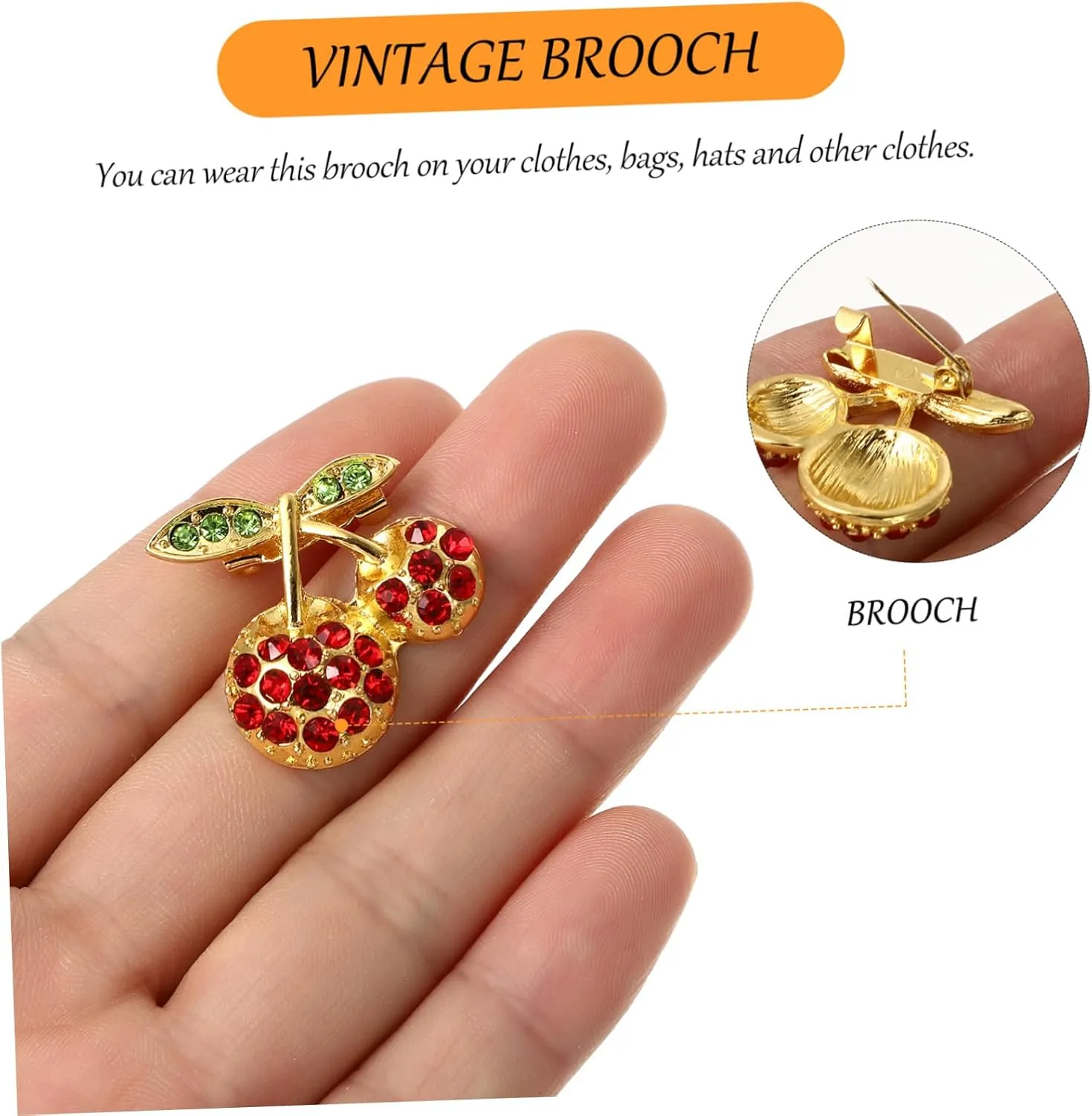TENDYCOCO 10 Pcs Cherry Brooch Women's Brooches Vintage Brooch Brooches for Women Rhinestone Brooch Clothes
