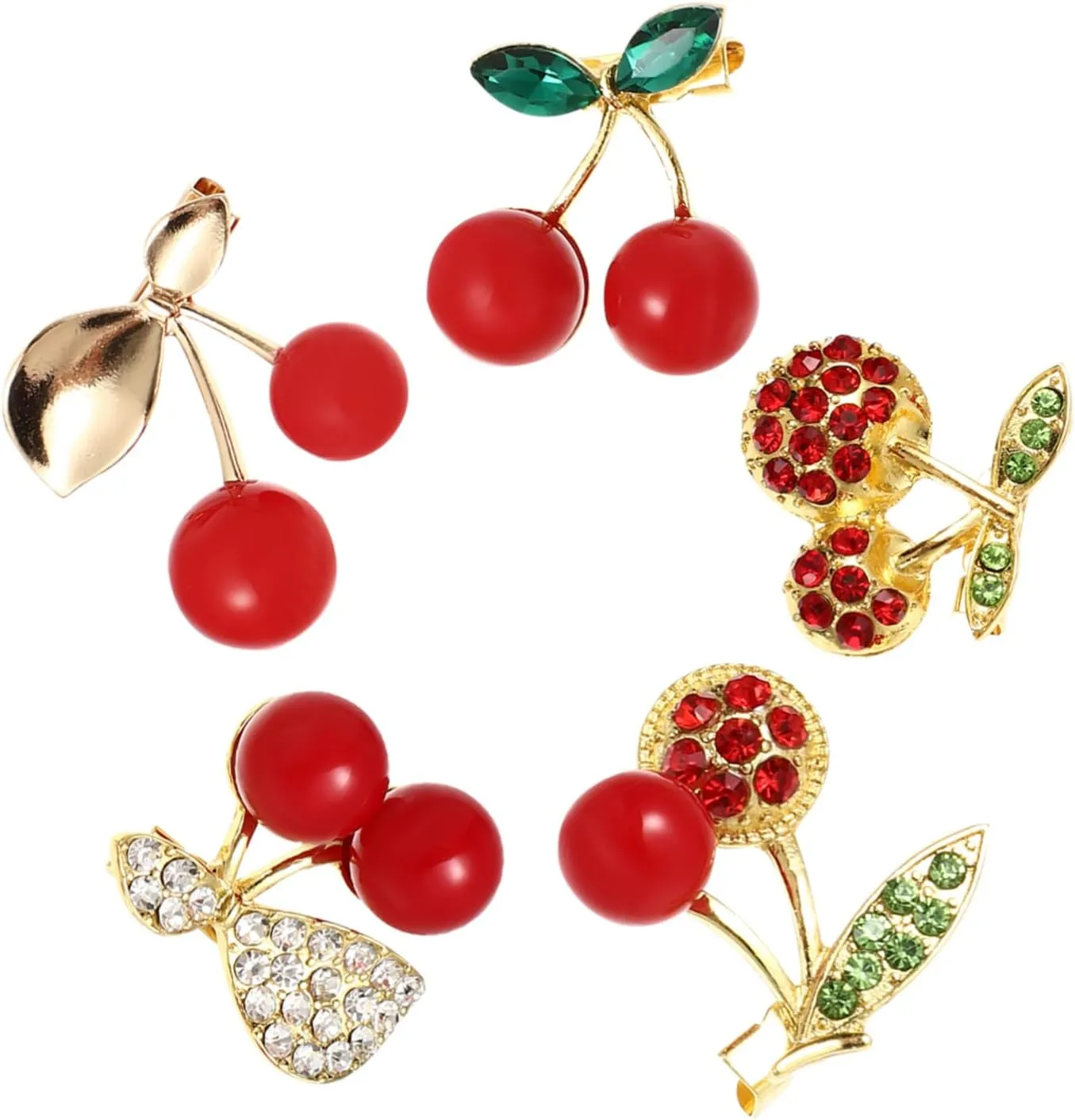 TENDYCOCO 10 Pcs Cherry Brooch Women's Brooches Vintage Brooch Brooches for Women Rhinestone Brooch Clothes