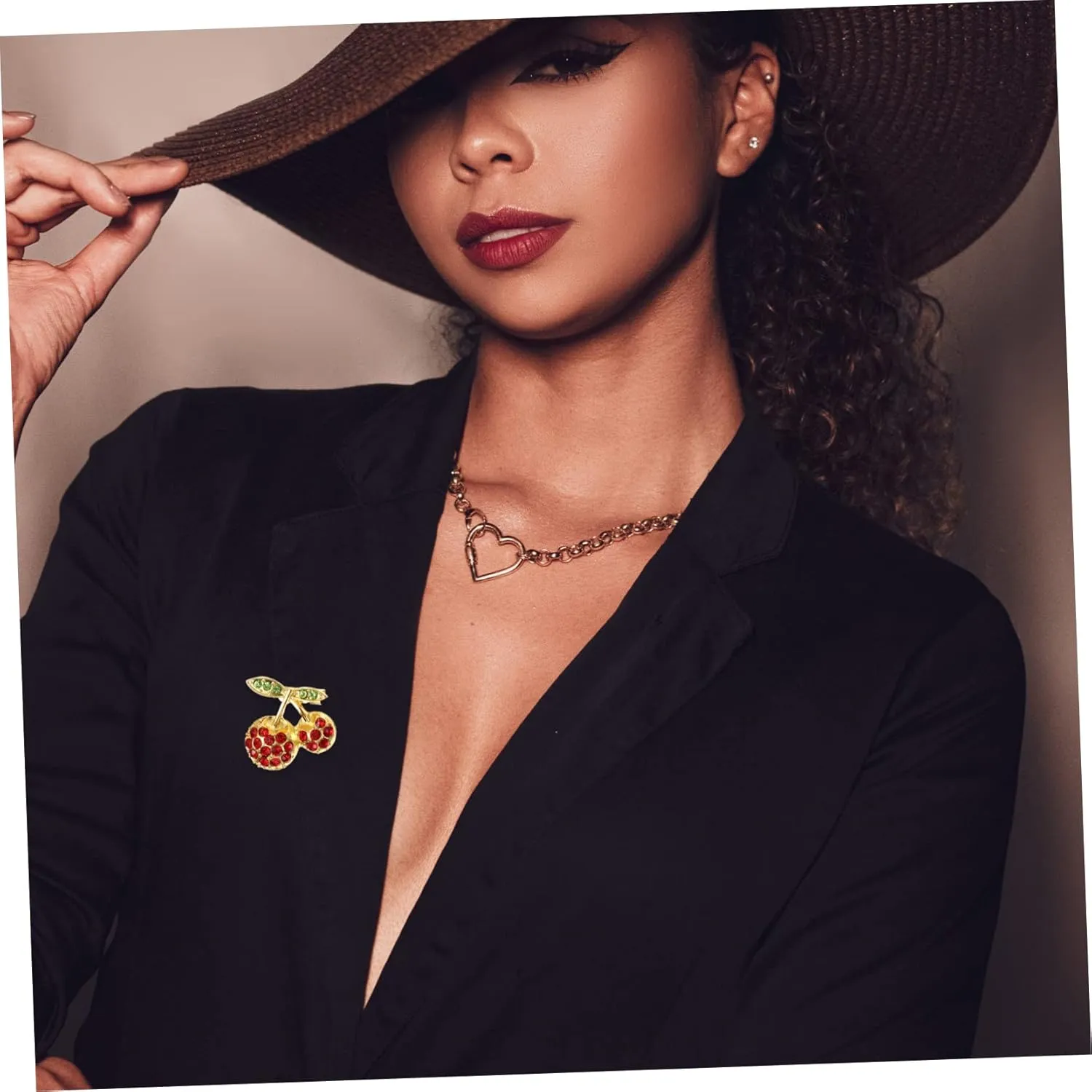 TENDYCOCO 10 Pcs Cherry Brooch Women's Brooches Vintage Brooch Brooches for Women Rhinestone Brooch Clothes