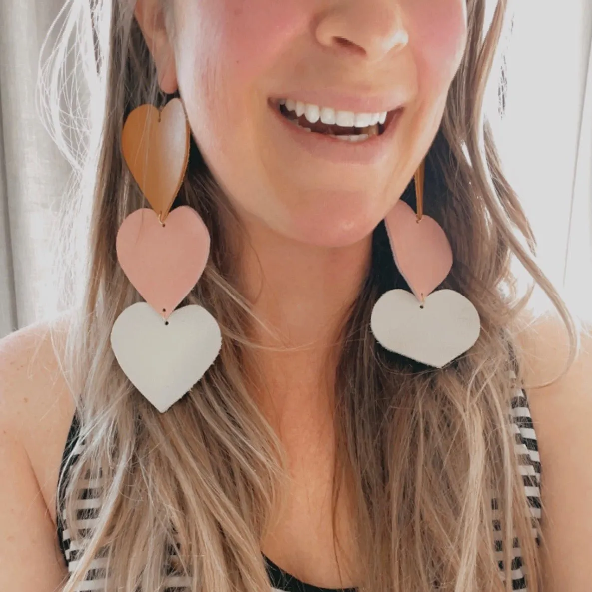 VE103 - 3 Tier Heart Earrings