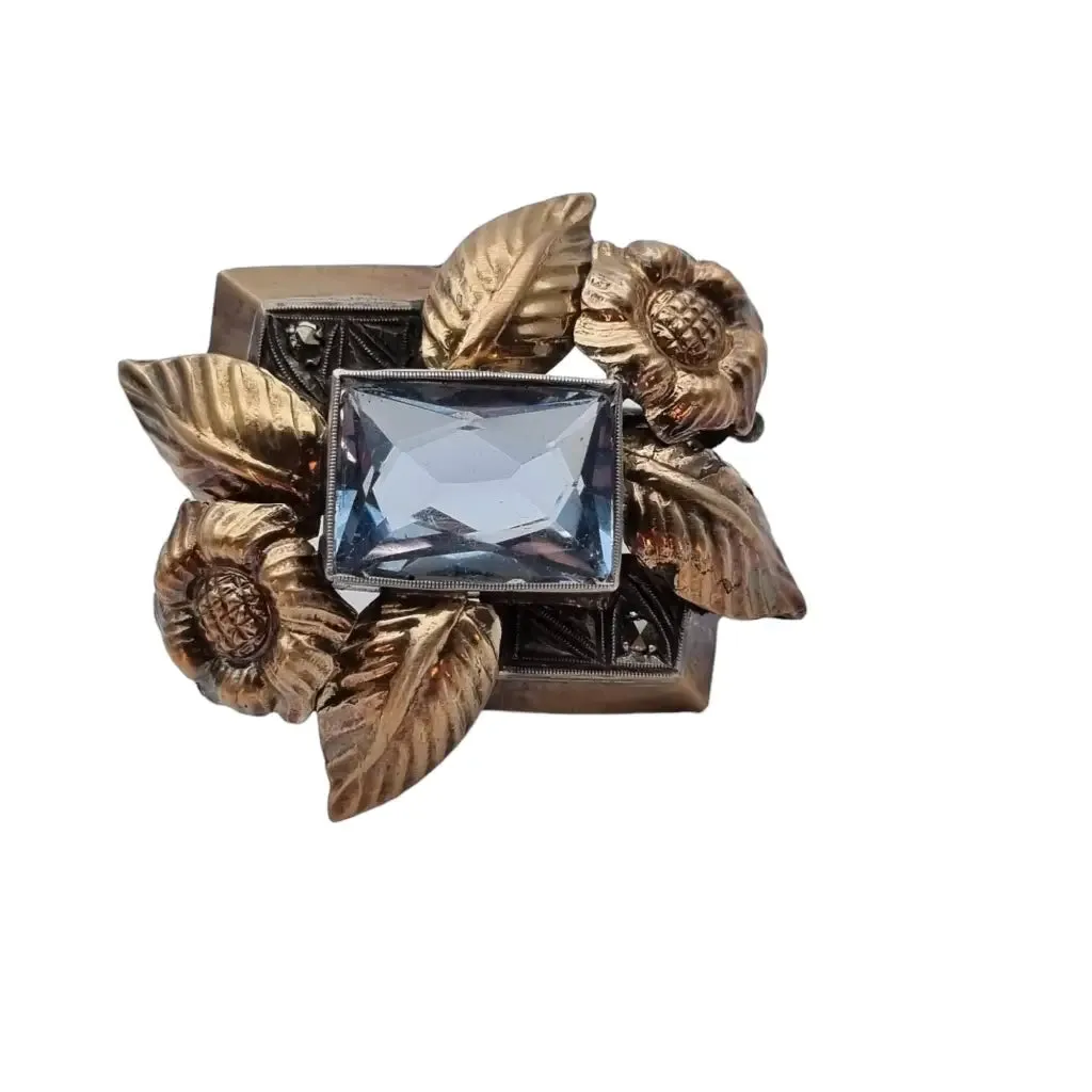Vintage art deco brooch, blue jewelry wedding, wedding gift for bride.