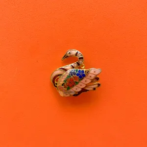 Vintage Gold-Toned Cliosonne Swan Brooch