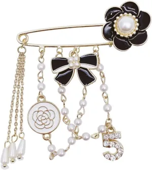 Vintage Imitating Pearl Brooch Number 5 Brooches Pins for Women Fashion Banquet Jewelry